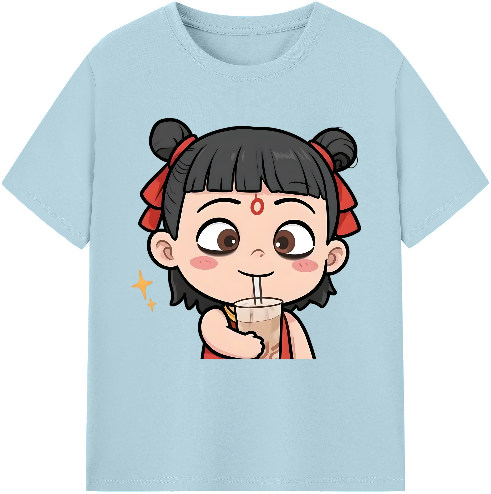 （画像用） Ne Zha 2 ナタ 魔童の大暴れ 綿100％半袖Tシャツ（フロントプリント）